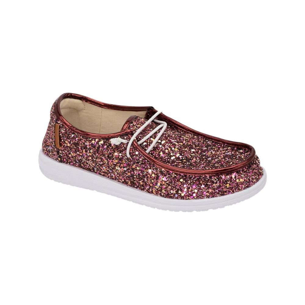 NEW CORKYS FOOTWEAR women's glitter kayak shoes in mixed berry